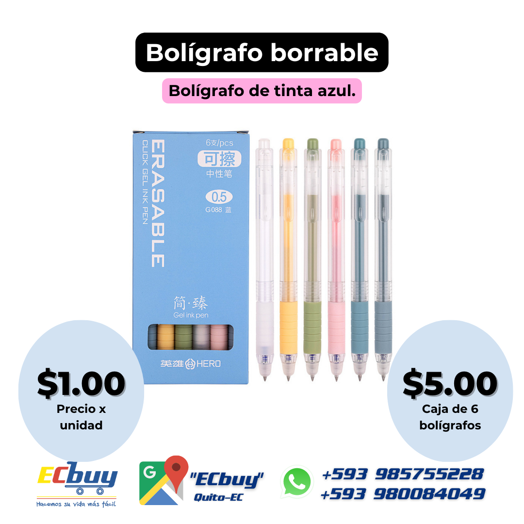 Bolígrafo borrable Azul