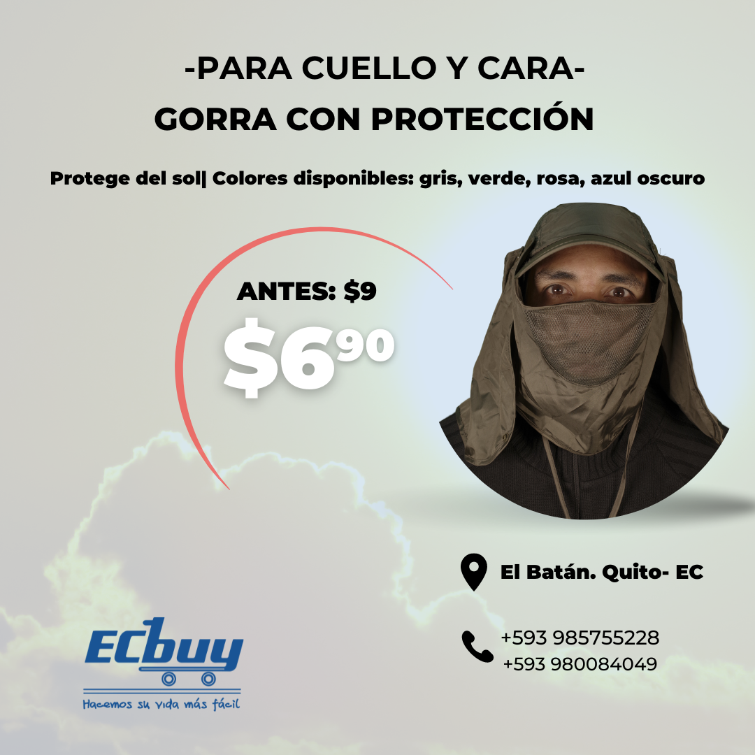 Gorra con protector para cuello y cara