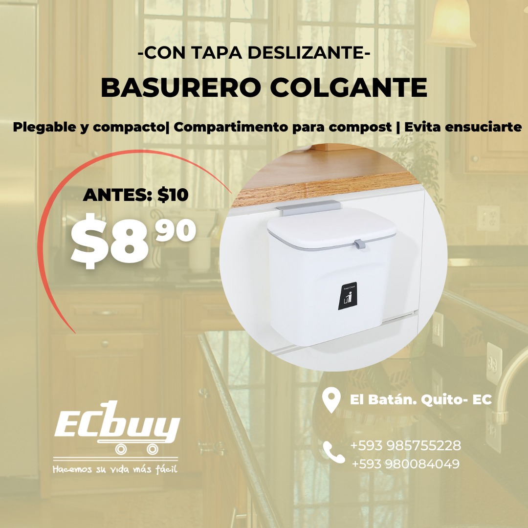 Papelera colgante con tapa deslizante